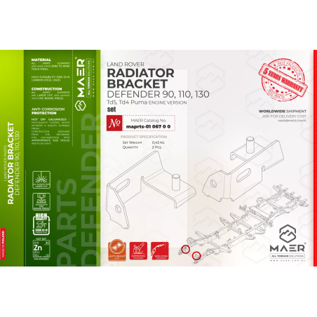 Radiator Bracket Land Rover Defender 90, 110, 130