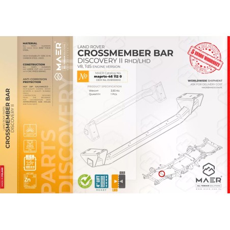 Crossmember Bar Land Rover Discovery 2